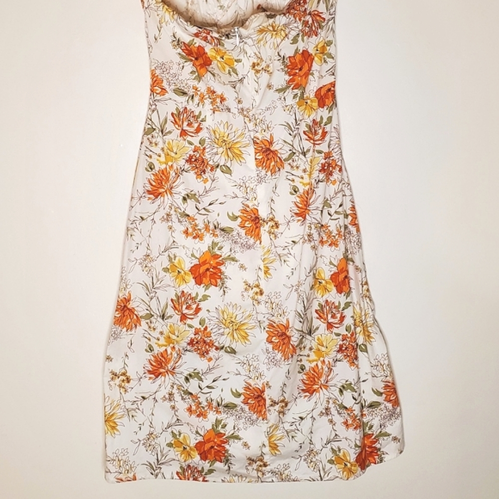 Springtime Song Orange, Green, Yellow and White Floral Print Halter Dress - Picture 6 of 16